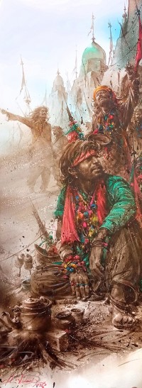 Ali Abbas, 11 x 30 inch, Watercolor on Paper, Figurative Painting, AC-AAB-330